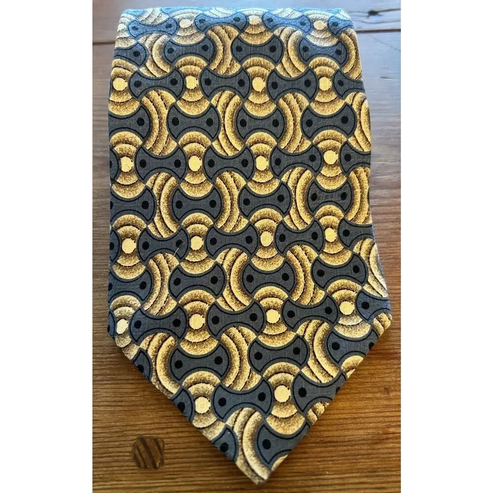Valentino‎ Pietro Men’s Tie Blue Geometric 4.25” Italian Silk Designer Necktie